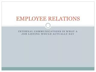 EMPLOYEE RELATIONS