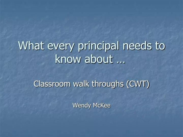what every principal needs to know about