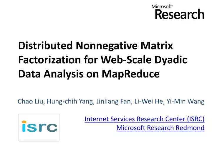 distributed nonnegative matrix factorization for web scale dyadic data analysis on mapreduce