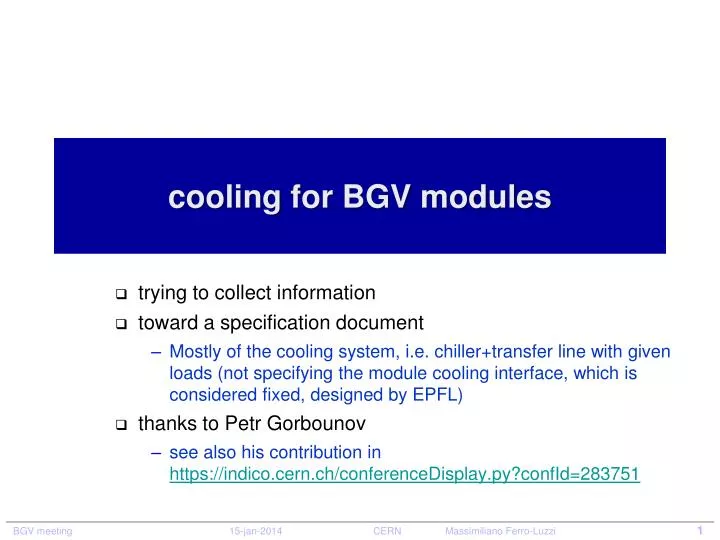 cooling for bgv modules