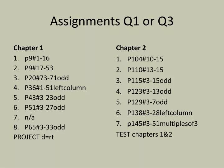 assignments q1 or q3