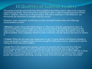 10 Qualities of Superior Leaders