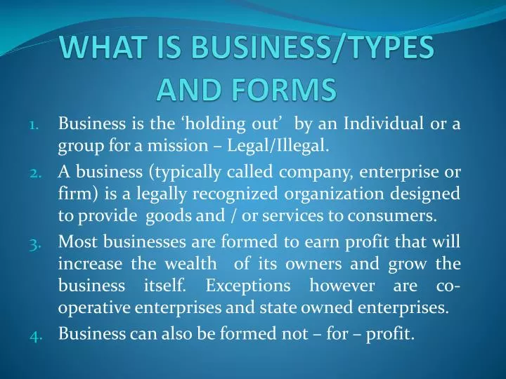 what is business types and forms