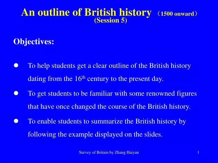 an outline of british history 1500 onward session 5