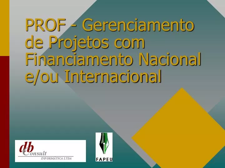 prof gerenciamento de projetos com financiamento nacional e ou internacional
