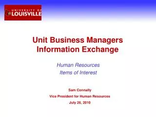 Unit Business Managers Information Exchange