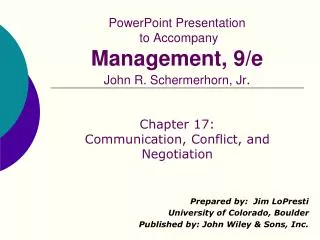 PowerPoint Presentation to Accompany Management, 9/e John R. Schermerhorn, Jr .