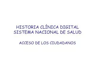 historia cl nica digital sistema nacional de salud