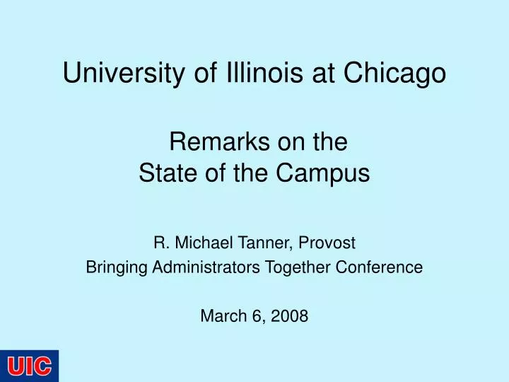 university of illinois at chicago remarks on the state of the campus