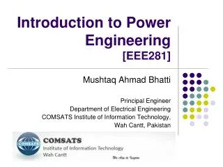Introduction to Power Engineering [EEE281]