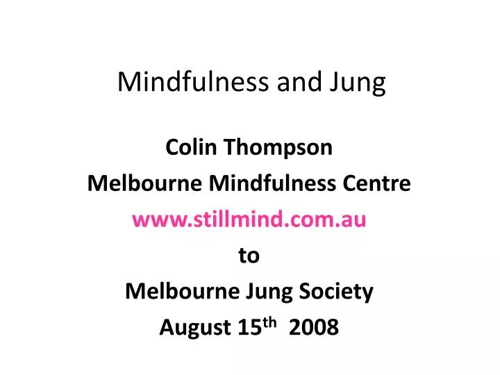 mindfulness and jung