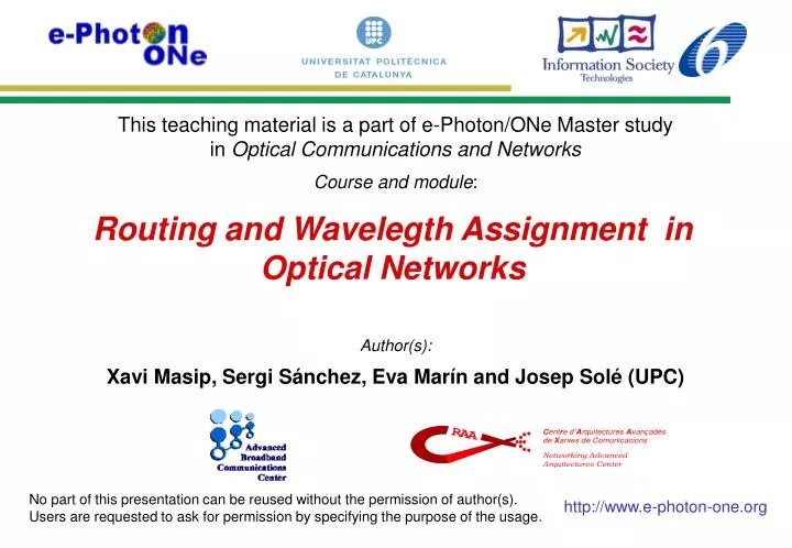 routing and wavelegth assignment in optical networks