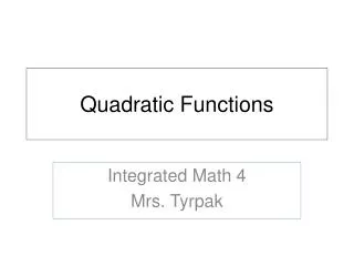 Quadratic Functions