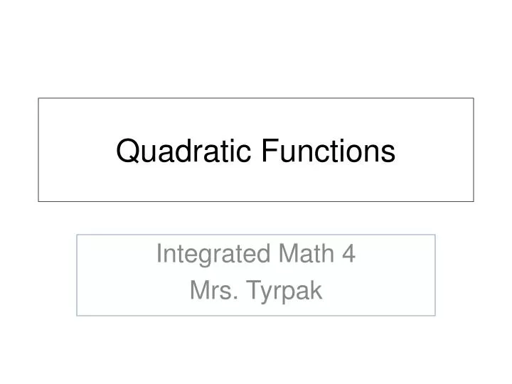 quadratic functions