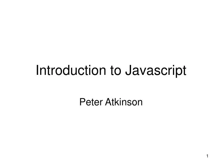 introduction to javascript