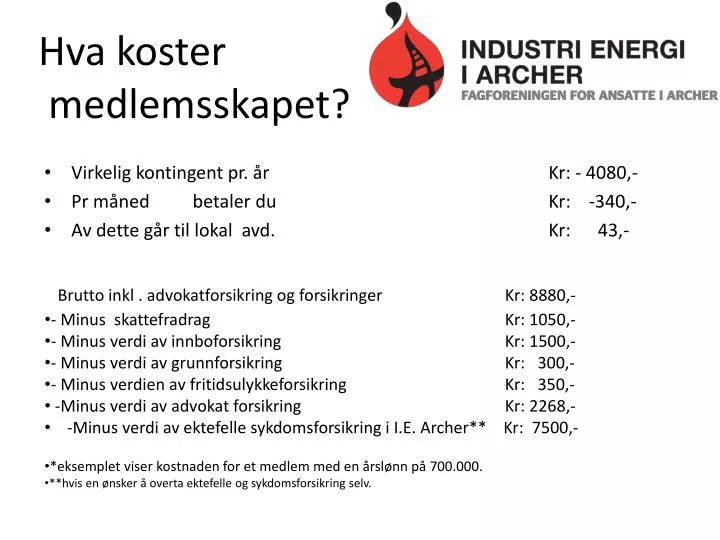 hva koster medlemsskapet