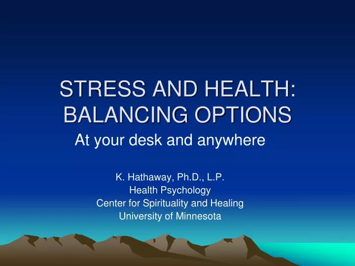 stress and health balancing options