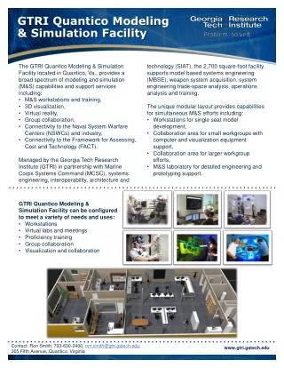 GTRI Quantico Modeling &amp; Simulation Facility