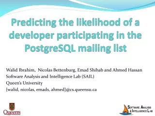 predicting the likelihood of a developer participating in the postgresql mailing list