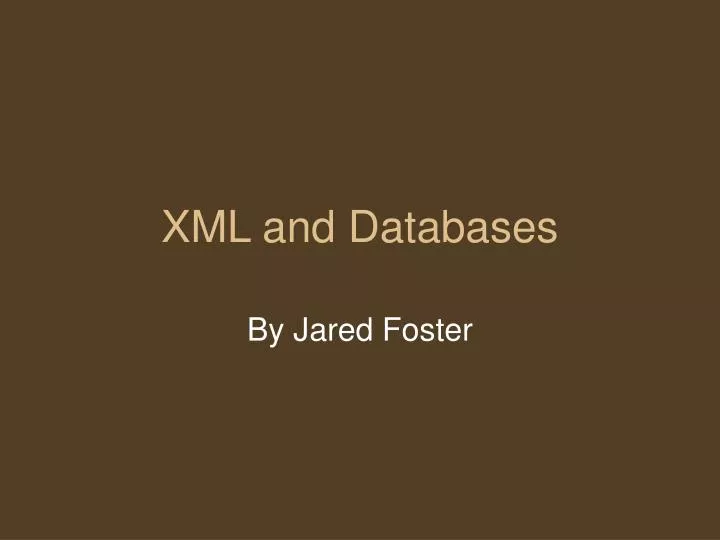 xml and databases