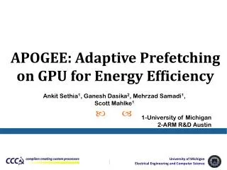 APOGEE: Adaptive Prefetching on GPU for Energy Efficiency