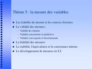 th me 5 la mesure des variables