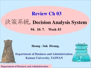 Heung - Suk Hwang, Department of Business and Administration , Kainan University, TAIWAN