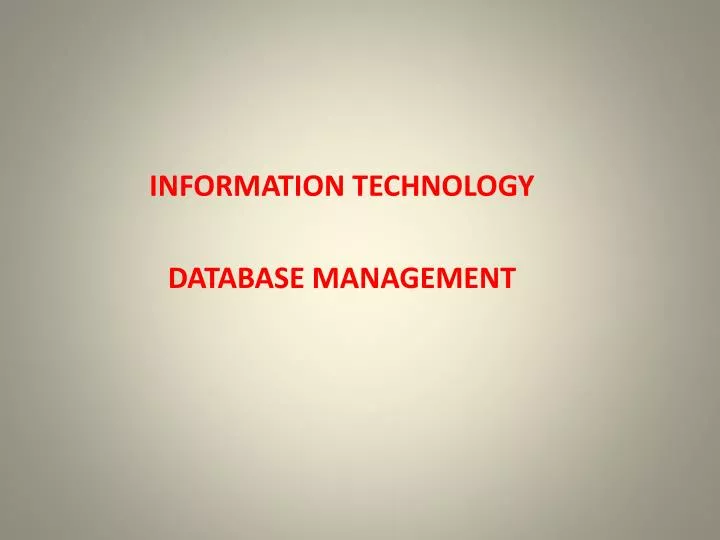 information technology database management