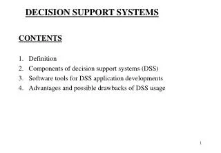 DECISION SUPPORT SYSTEMS