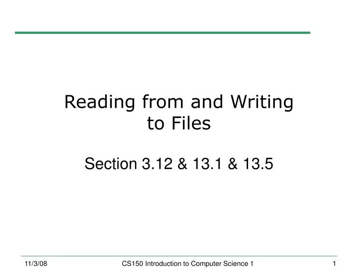 reading from and writing to files