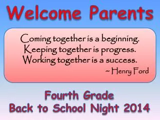 Welcome Parents