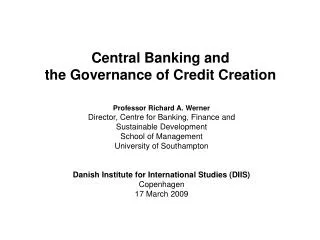Central Banking and the Governance of Credit Creation
