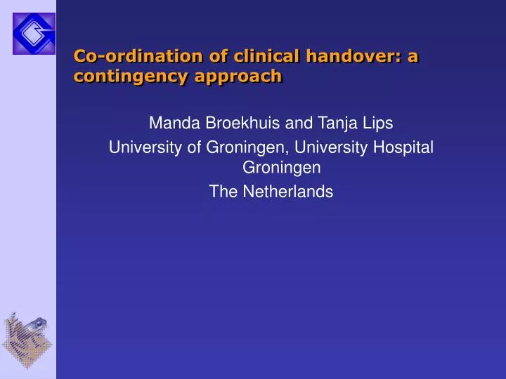 co ordination of clinical handover a contingency approach