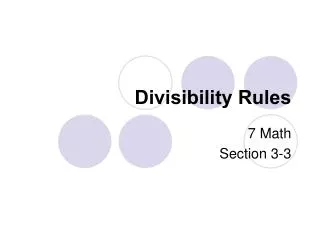 Divisibility Rules