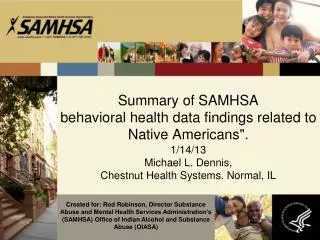 Summary of SAMHSA behavioral health data findings related to Native Americans&quot;.