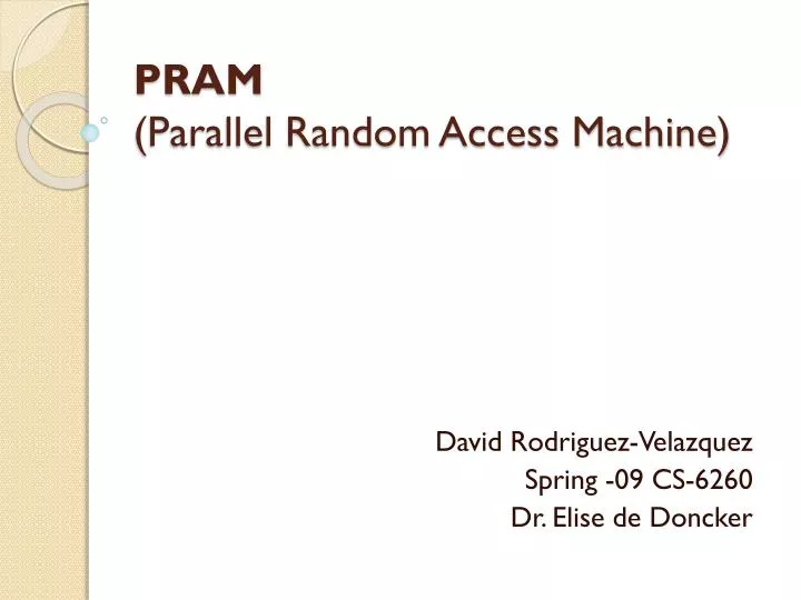 pram parallel random access machine