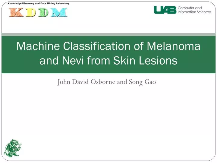 machine classification of melanoma and nevi from skin lesions