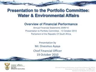 Overview of Financial Performance Annual Financial Statements 2009/10