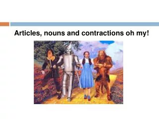 Articles, nouns and contractions oh my!