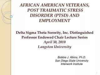 AFRICAN AMERICAN VETERANS, POST TRAUMATIC STRESS DISORDER (PTSD) AND EMPLOYMENT