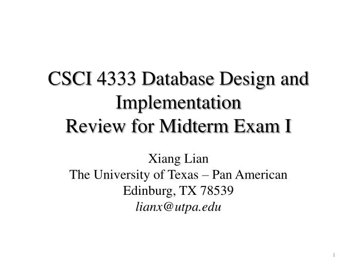 csci 4333 database design and implementation review for midterm exam i