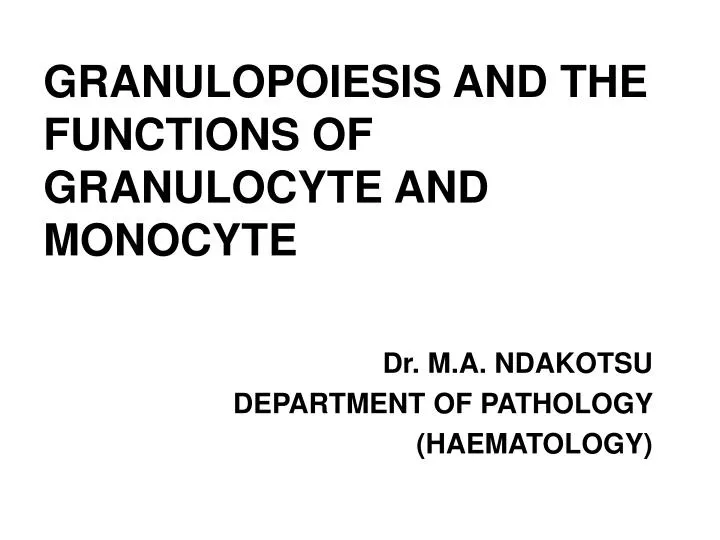 granulopoiesis and the functions of granulocyte and monocyte