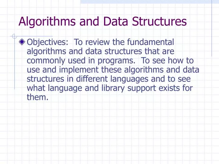 algorithms and data structures