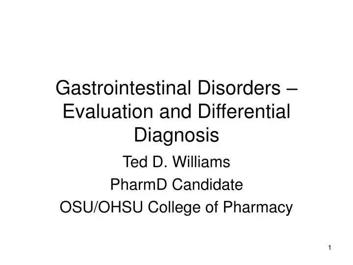 gastrointestinal disorders evaluation and differential diagnosis