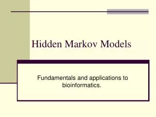 Hidden Markov Models