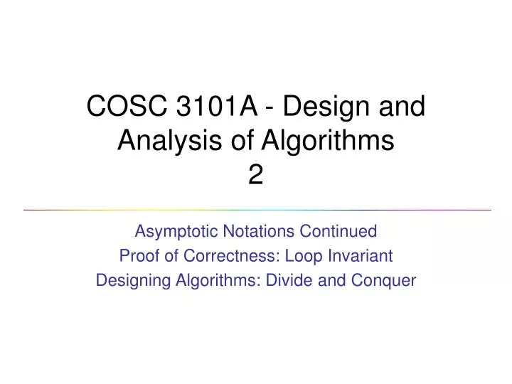 cosc 3101a design and analysis of algorithms 2