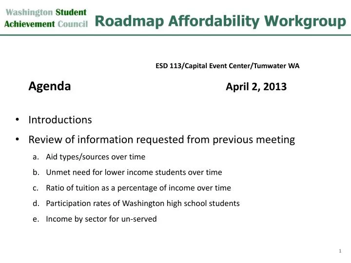 roadmap affordability workgroup