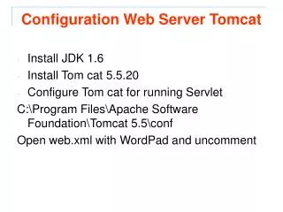 Configuration Web Server Tomcat