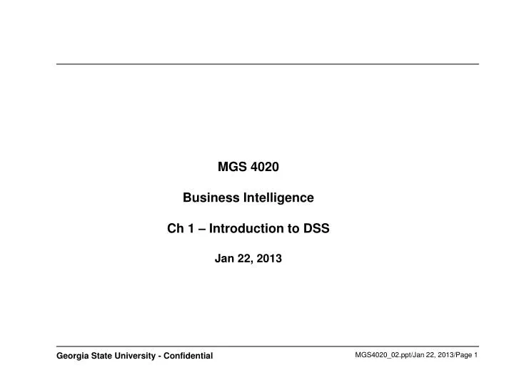 mgs 4020 business intelligence ch 1 introduction to dss jan 22 2013