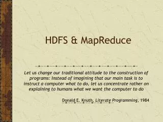HDFS &amp; MapReduce